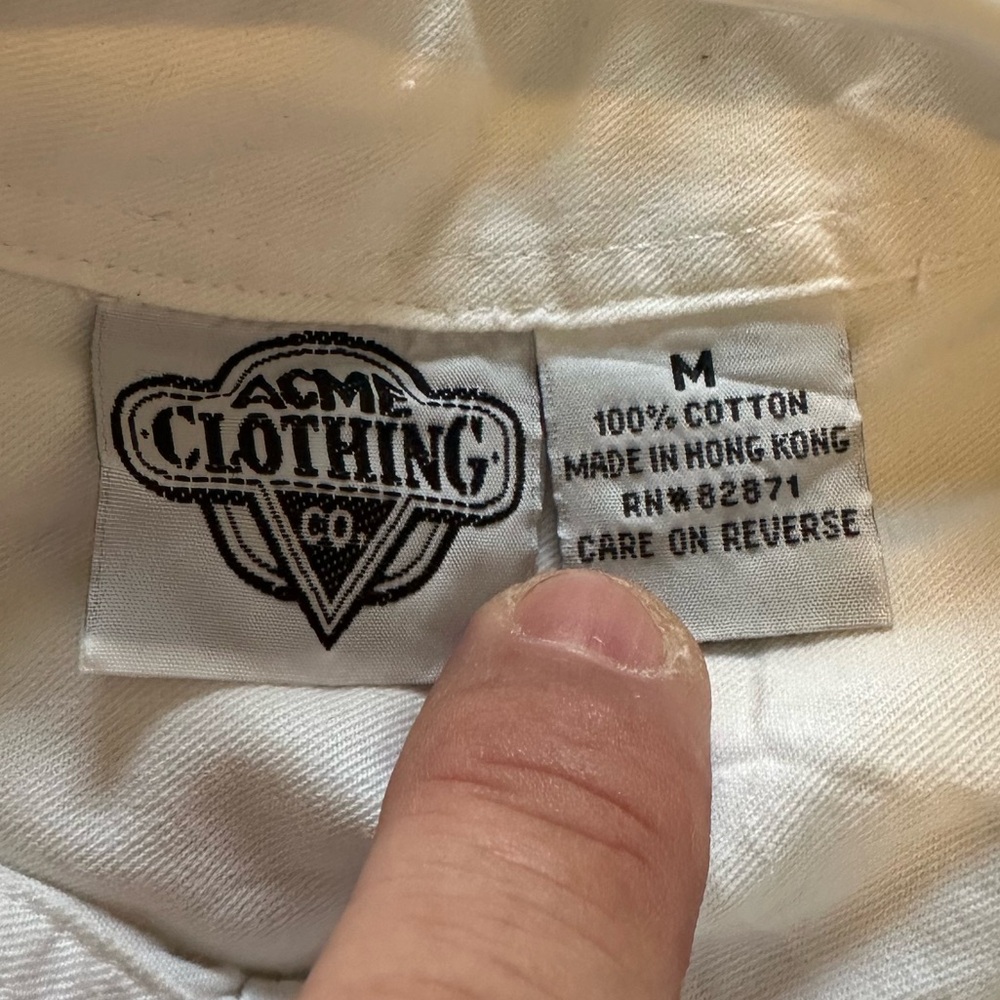 White Cotton Acme University Shirt Medium Embroidered - Picture 2 of 11